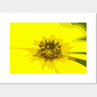 Abstract & Artsy Daisy Flower in Colorful Tones of Vivid Yellow Posters and Art